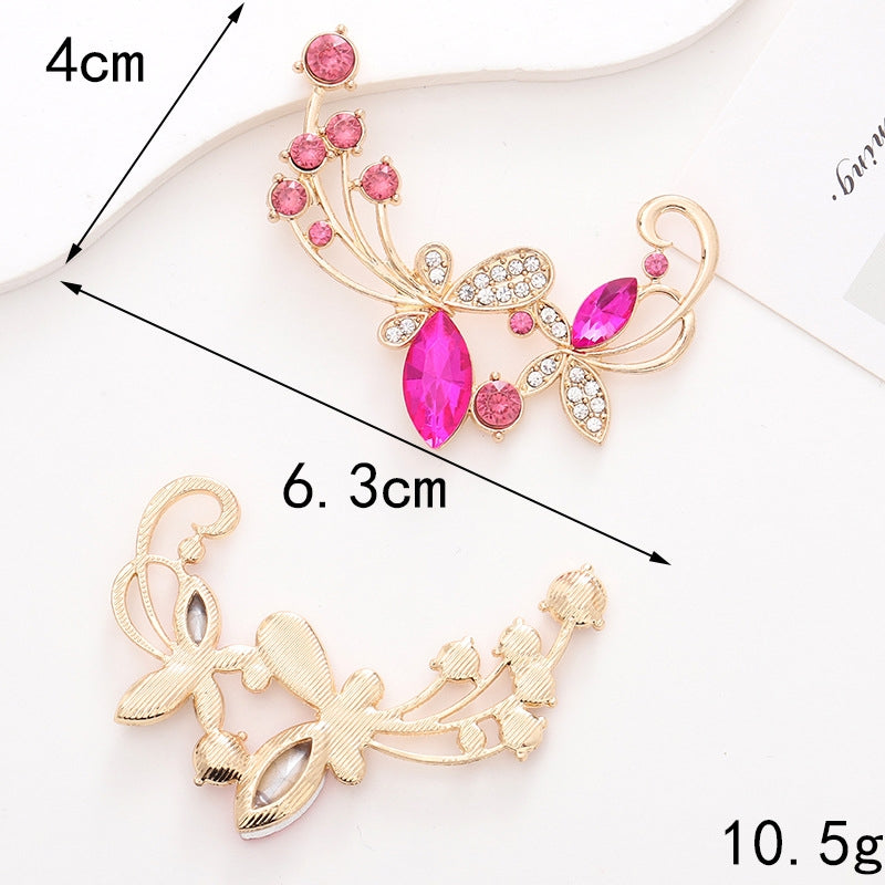 1 Piece 63x40mm Metal Rhinestone Flower DIY Phone Case Decoration Accessories