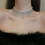 Baroque Water Droplet Rhinestone Pearl Zircon Layered Choker Necklace