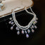 Baroque Water Droplet Rhinestone Pearl Zircon Layered Choker Necklace