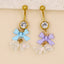 Belly Button Ring Bow Knot Bell Pendant 316 Stainless Steel with Rhinestones and Gold Plating