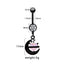 Moon & Heart Shaped Belly Ring with Rhinestones - White Gold Plated