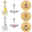 Heart Wings Butterfly Belly Ring - 316 Stainless Steel with Rhinestones and Gold Plating