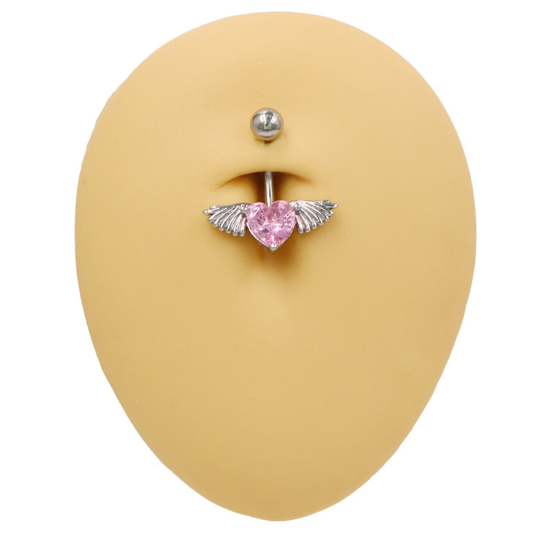 1 Piece Belly Rings Casual Exaggerated Vacation Heart Shape Wings Butterfly 316 Stainless Steel  Alloy Inlay Resin Rhinestones Glass White Gold Plated Gold Plated