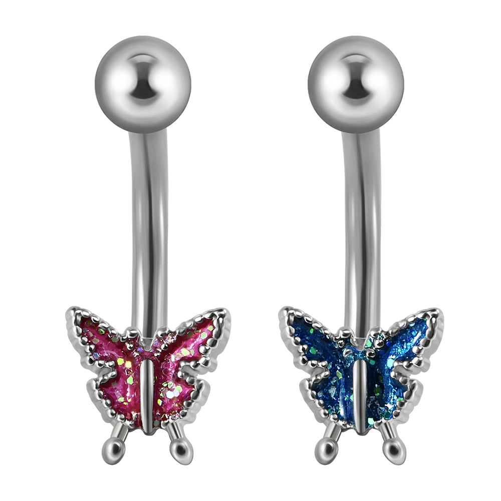 Tropical Butterfly Stainless Steel Belly & Eyebrow Piercing Jewelry Set