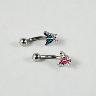 Tropical Butterfly Stainless Steel Belly & Eyebrow Piercing Jewelry Set