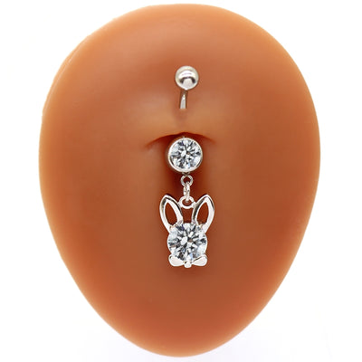 Elegant Cute Cat & Rabbit Zircon Navel Ring - Stainless Steel & Gold Plated Piercing Jewelry