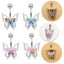 Elegant Tropical Butterfly Belly Ring - 316 Stainless Steel with Rhinestones