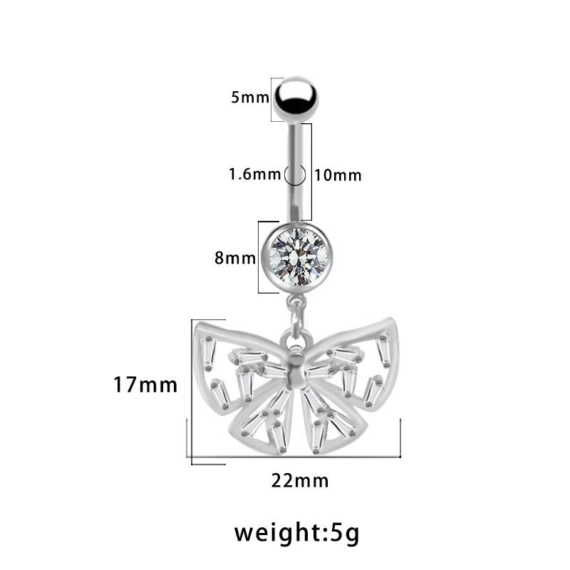 1 Piece Belly Rings Elegant Glam Shiny Bow Knot 316 Stainless Steel  Alloy Plating Inlay Resin Rhinestones Glass Gold Plated