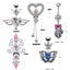 Elegant Heart Shape Butterfly Wings White Gold Plated Zircon Belly Ring