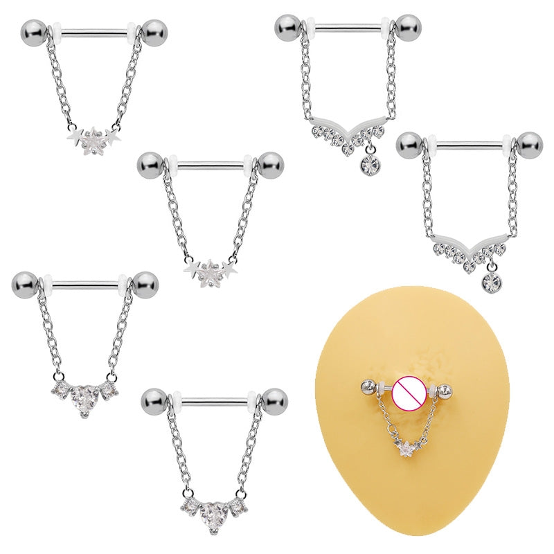 1 Piece Belly Rings Elegant Oversized Star Heart Shape 316 Stainless Steel  Alloy Iron Plating Inlay Rhinestones Glass White Gold Plated