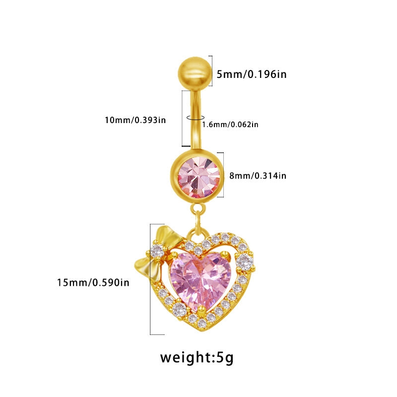 Elegant Sun & Moon Butterfly Belly Ring - 316 Stainless Steel with Rhinestones and Gold Plating