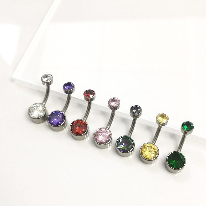 Elegant Zircon Inlay Pure Titanium Belly Ring