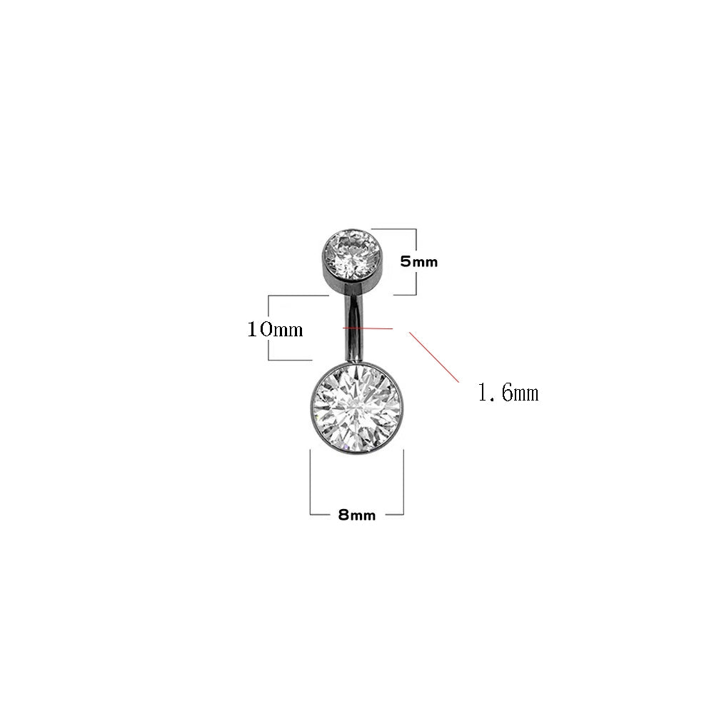 Elegant Zircon Inlay Pure Titanium Belly Ring