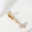 Exaggerated Butterfly Zircon Inlay Copper Belly Ring Clip