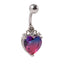 Heart Shape Zircon Inlay Stainless Steel Belly Ring with Rainbow Zircon Stones