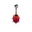 Heart Shape Zircon Inlay Stainless Steel Belly Ring with Rainbow Zircon Stones