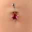 Heart Shape Zircon Inlay Stainless Steel Belly Ring with Rainbow Zircon Stones