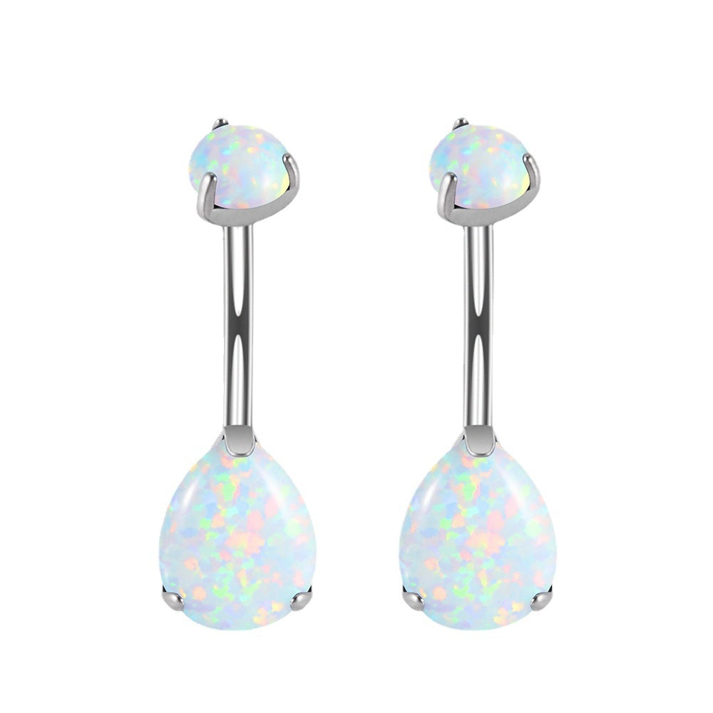 1 Piece Belly Rings Fashion Water Droplets G23 Titanium Synthetic Opal Zircon Inlay Synthetic Opal Zircon