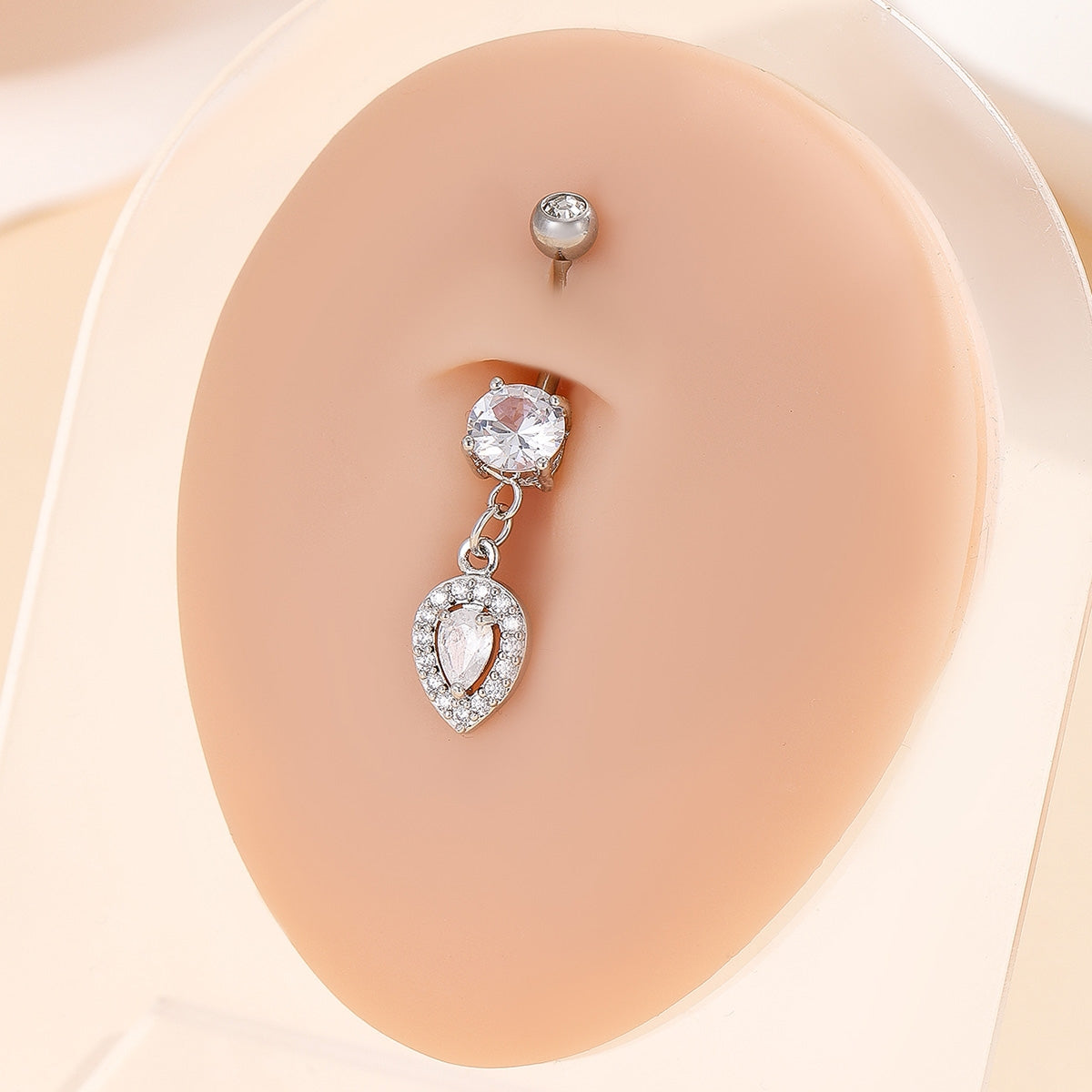 1 Piece Modern Hip-Hop Style Belly Ring with Teardrop Zircon Inlay in 304 Stainless Steel