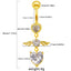 Heart Shape Winged Spider Belly Ring with Rhinestone Inlay - Gold & Silver Plated