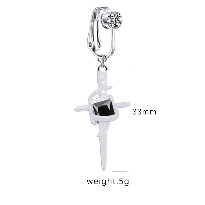 Vintage Cross Heart Belly Ring - 316 Stainless Steel with Rhinestones, Gold Plated