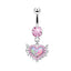 Heart Shape Zircon Inlay Belly Ring with Butterfly and Wing Accents