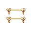 Nordic Gothic Heart Shape Belly and Nipple Rings - 316 Stainless Steel with Rhinestone Inlay, White and Gold Plated