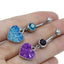 1 Piece Heart Shape Belly Ring - Punk Simple Style, 316 Stainless Steel with Rhinestone Inlay, White Gold Plated