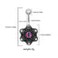 Retro Punk Flower Belly Ring - 316 Stainless Steel & Black Nickel Alloy with Acrylic Inlay