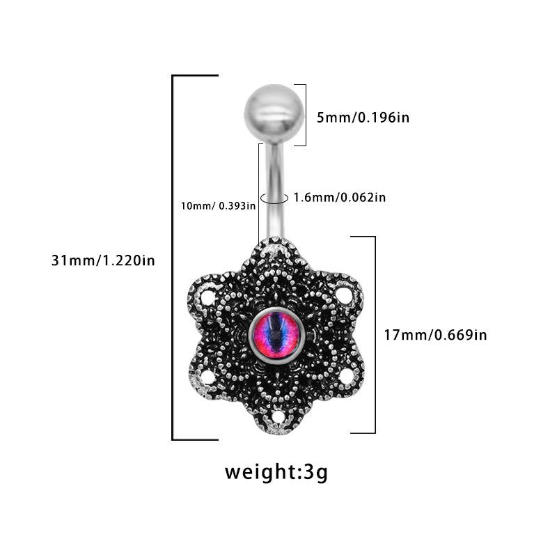 1 Piece Belly Rings Retro Exaggerated Punk Flower 316 Stainless Steel  Alloy Inlay Acrylic Black Nickel