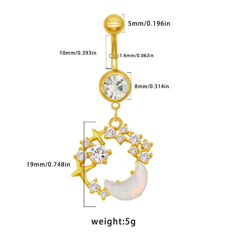 1 Piece Belly Rings Classic Star Heart Butterfly Design 316 Stainless Steel Alloy with Resin Rhinestones Glass Gold Plated