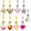 1 Piece Belly Rings Sexy Heart Shape Flower Butterfly 316 Stainless Steel  Alloy Enamel Plating Inlay Rhinestones White Gold Plated