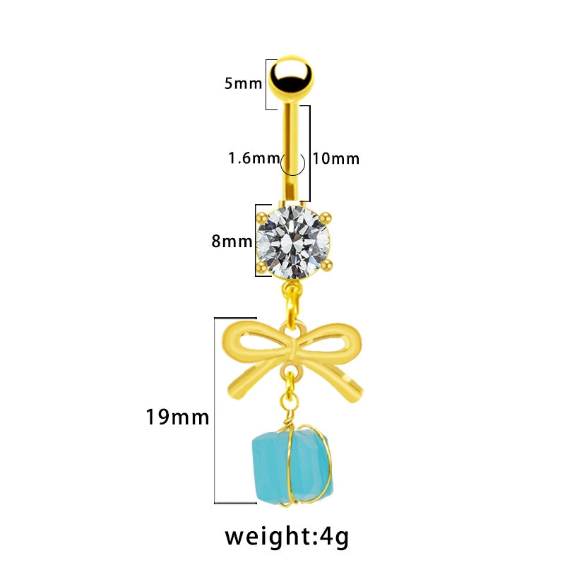 1 Piece Belly Rings Simple Style Bow Knot 316 Stainless Steel  Arylic Alloy Plating Inlay Acrylic Rhinestones Gold Plated