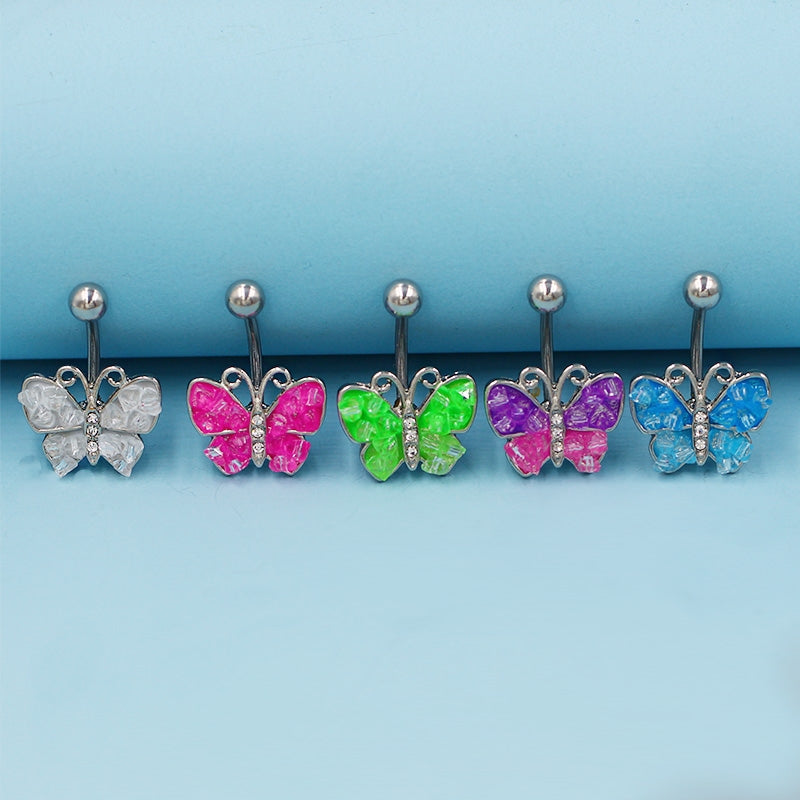 1 Piece Belly Rings Simple Style Classic Style Butterfly 316 Stainless Steel  Alloy Butterfly White Gold Plated