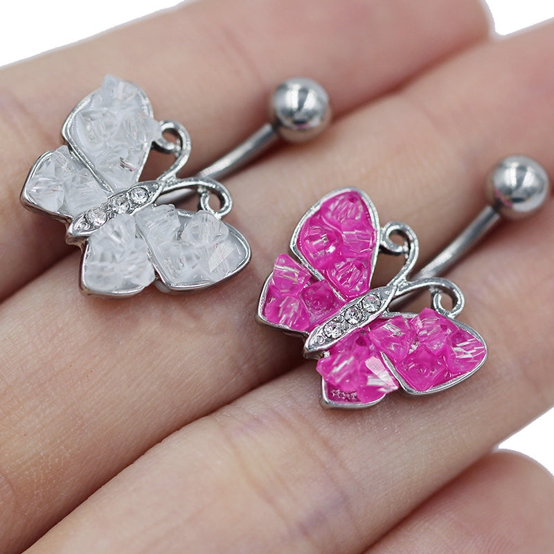 1 Piece Belly Rings Simple Style Classic Style Butterfly 316 Stainless Steel  Alloy Butterfly White Gold Plated