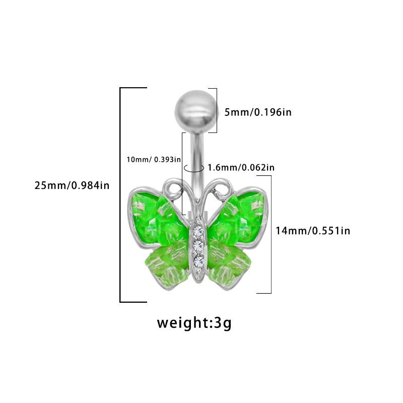 1 Piece Belly Rings Simple Style Classic Style Butterfly 316 Stainless Steel  Alloy Butterfly White Gold Plated