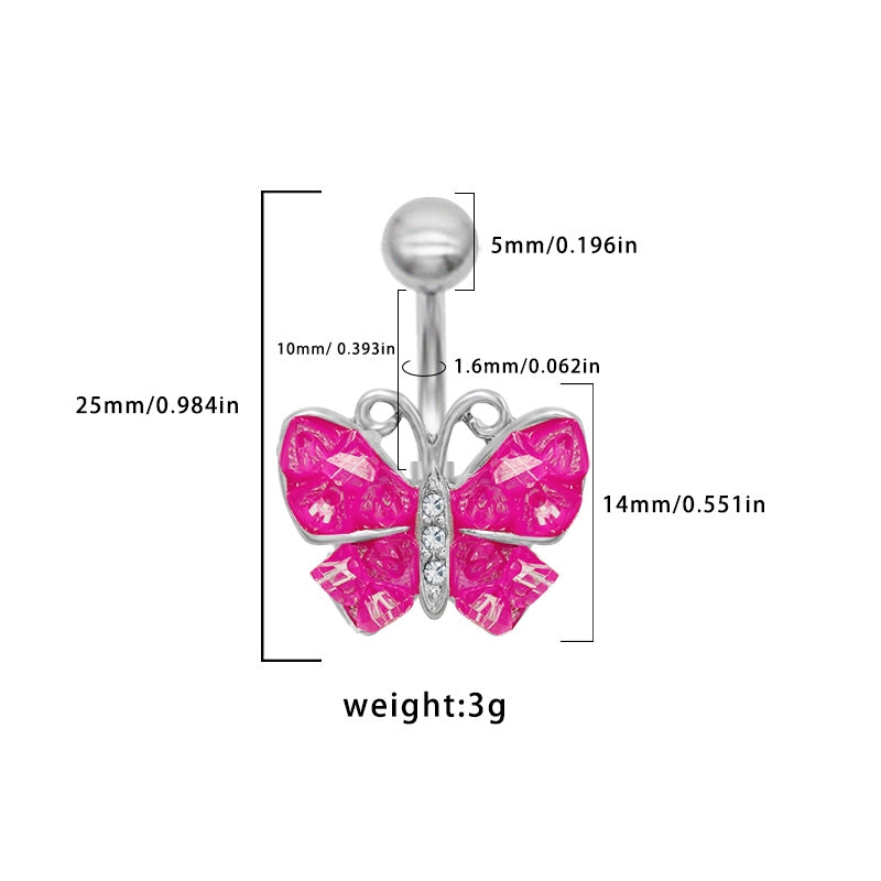 1 Piece Belly Rings Simple Style Classic Style Butterfly 316 Stainless Steel  Alloy Butterfly White Gold Plated