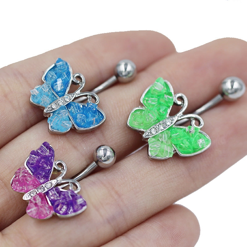 1 Piece Belly Rings Simple Style Classic Style Butterfly 316 Stainless Steel  Alloy Butterfly White Gold Plated