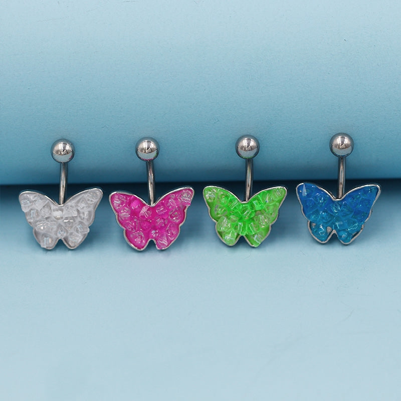 1 Piece Belly Rings Simple Style Classic Style Butterfly 316 Stainless Steel  Alloy Plating White Gold Plated