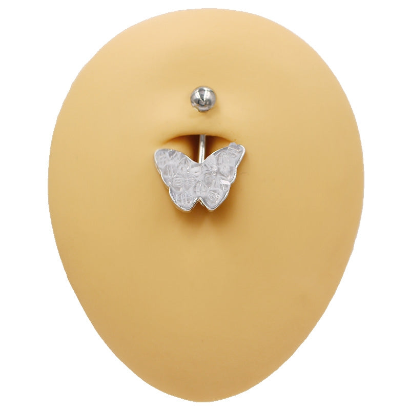 1 Piece Belly Rings Simple Style Classic Style Butterfly 316 Stainless Steel  Alloy Plating White Gold Plated