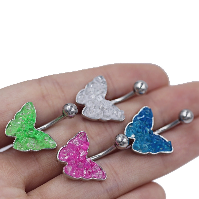 1 Piece Belly Rings Simple Style Classic Style Butterfly 316 Stainless Steel  Alloy Plating White Gold Plated