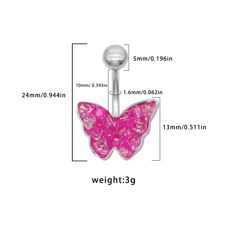 1 Piece Belly Rings Simple Style Classic Style Butterfly 316 Stainless Steel  Alloy Plating White Gold Plated