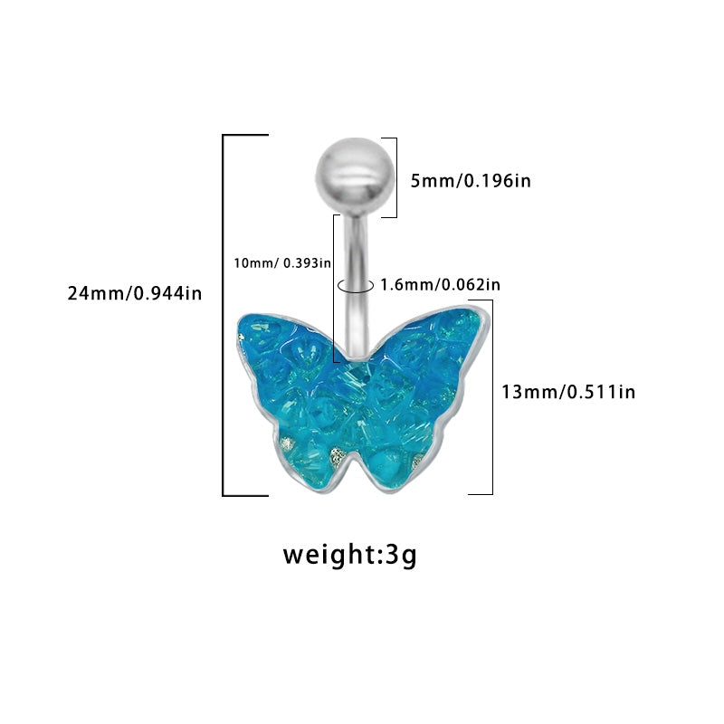 1 Piece Belly Rings Simple Style Classic Style Butterfly 316 Stainless Steel  Alloy Plating White Gold Plated