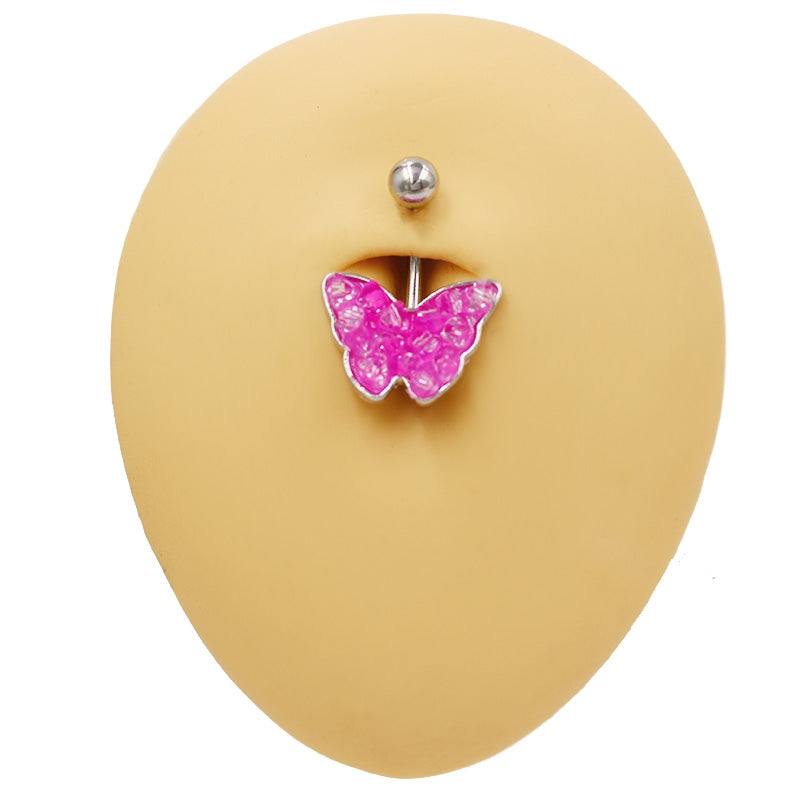 1 Piece Belly Rings Simple Style Classic Style Butterfly 316 Stainless Steel  Alloy Plating White Gold Plated