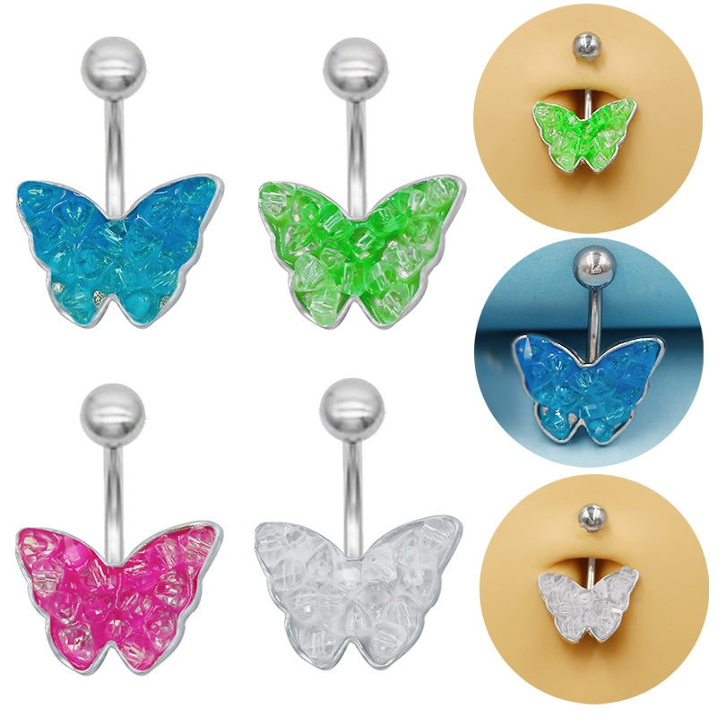 1 Piece Belly Rings Simple Style Classic Style Butterfly 316 Stainless Steel  Alloy Plating White Gold Plated