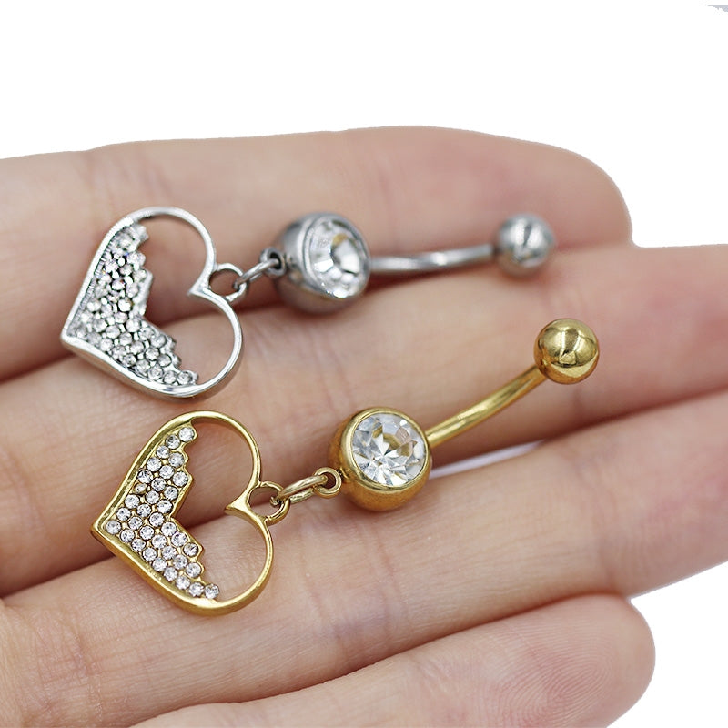 1 Piece Belly Rings Simple Style Classic Style Heart Shape 316 Stainless Steel  Alloy Plating Inlay Resin Glass Gold Plated Silver Plated