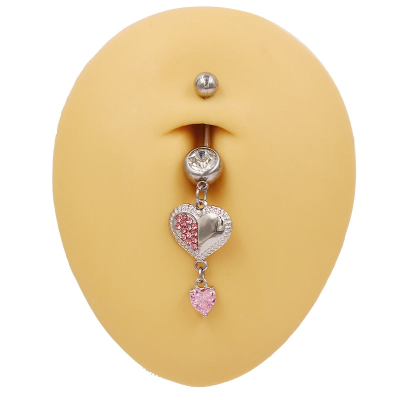 1 Piece Belly Rings Simple Style Classic Style Heart Shape 316 Stainless Steel  Alloy Plating Inlay Resin Glass Gold Plated Silver Plated