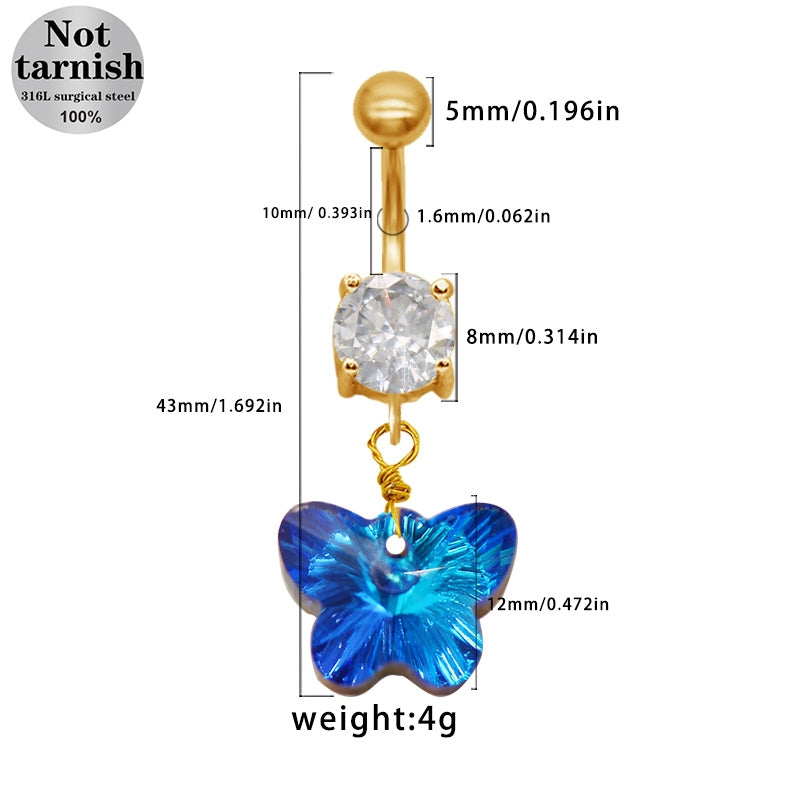 1 Piece Belly Rings Simple Style Classic Style Heart Shape 316 Stainless Steel  Alloy Plating Inlay Resin Glass Gold Plated Silver Plated