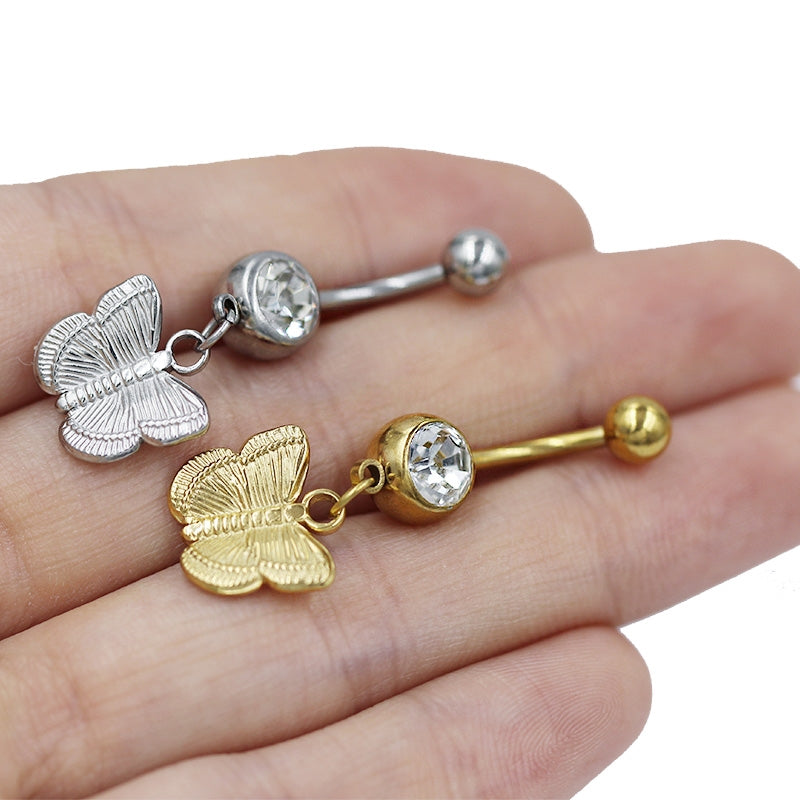 1 Piece Belly Rings Simple Style Classic Style Heart Shape 316 Stainless Steel  Alloy Plating Inlay Resin Glass Gold Plated Silver Plated