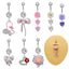 1 Piece Belly Rings Simple Style Classic Style Heart Shape Rose Bow Knot 316 Stainless Steel  Alloy Plating Inlay Resin Rhinestones Glass White Gold Plated